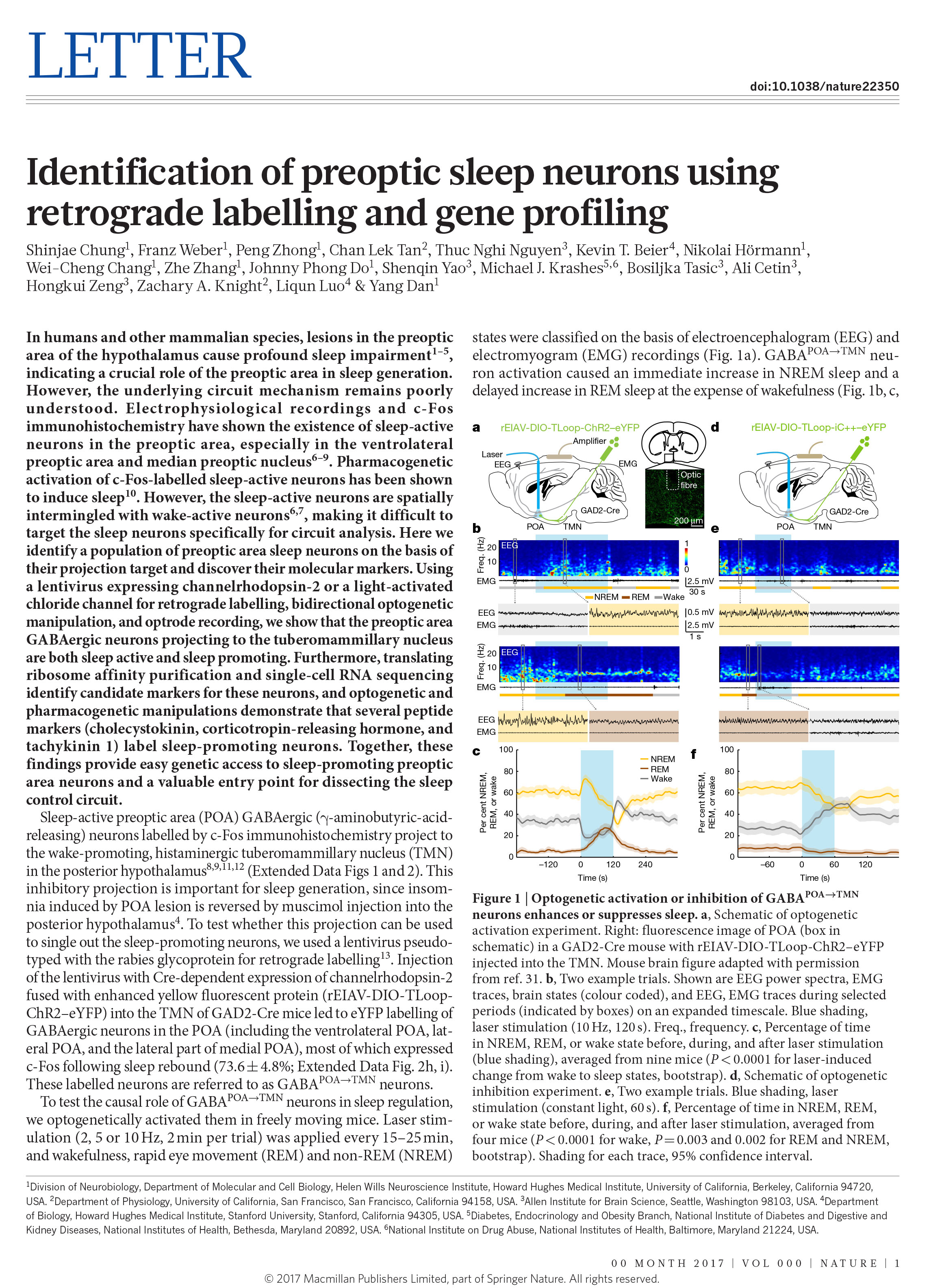 Identification of preoptic sleep neurons using retrograde labell